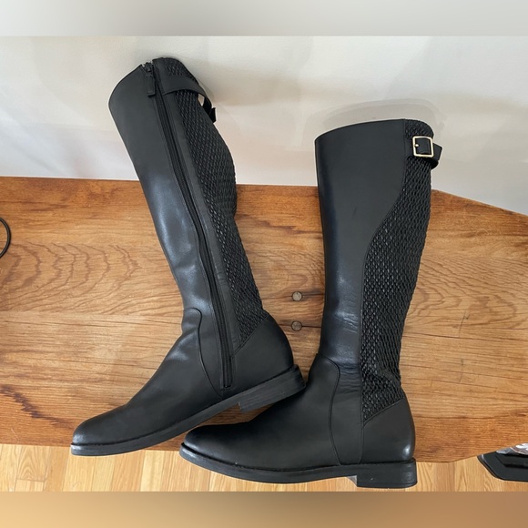 Cole Haan Women's Idah Boot Tall Riding Black Leather Winter Expanding Calf Sz 9 - Picture 6 of 9